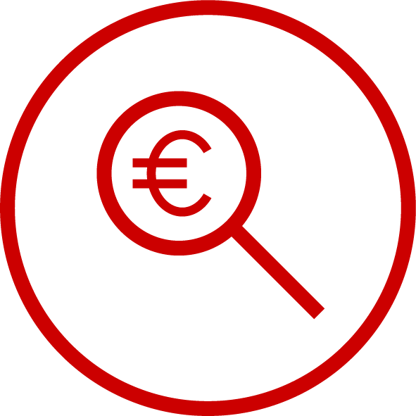 Search currency icon in red