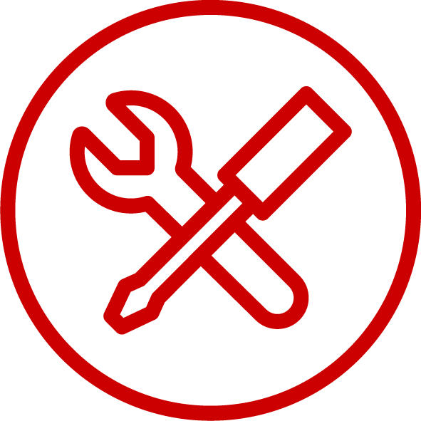 Service and support icon in red